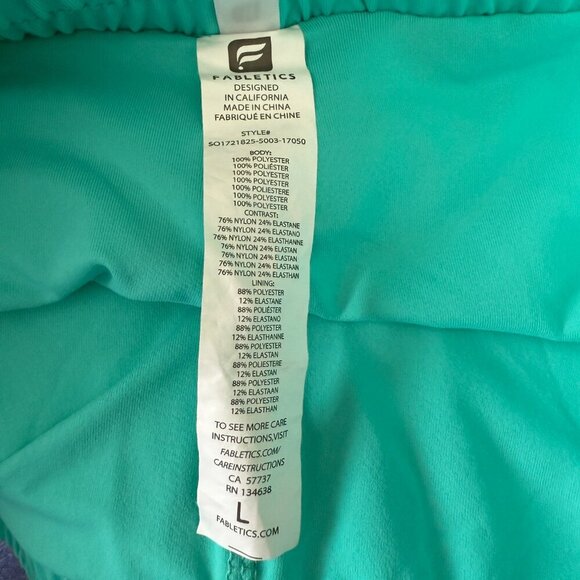 Women's L Fabletics Pamela Running Shorts Teal Performance Athletic - Picture 10 of 12